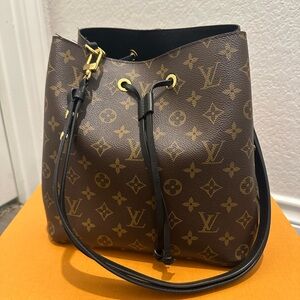 Authentic Louis Vuitton Brown and Black Shoulder Bag with Monogram